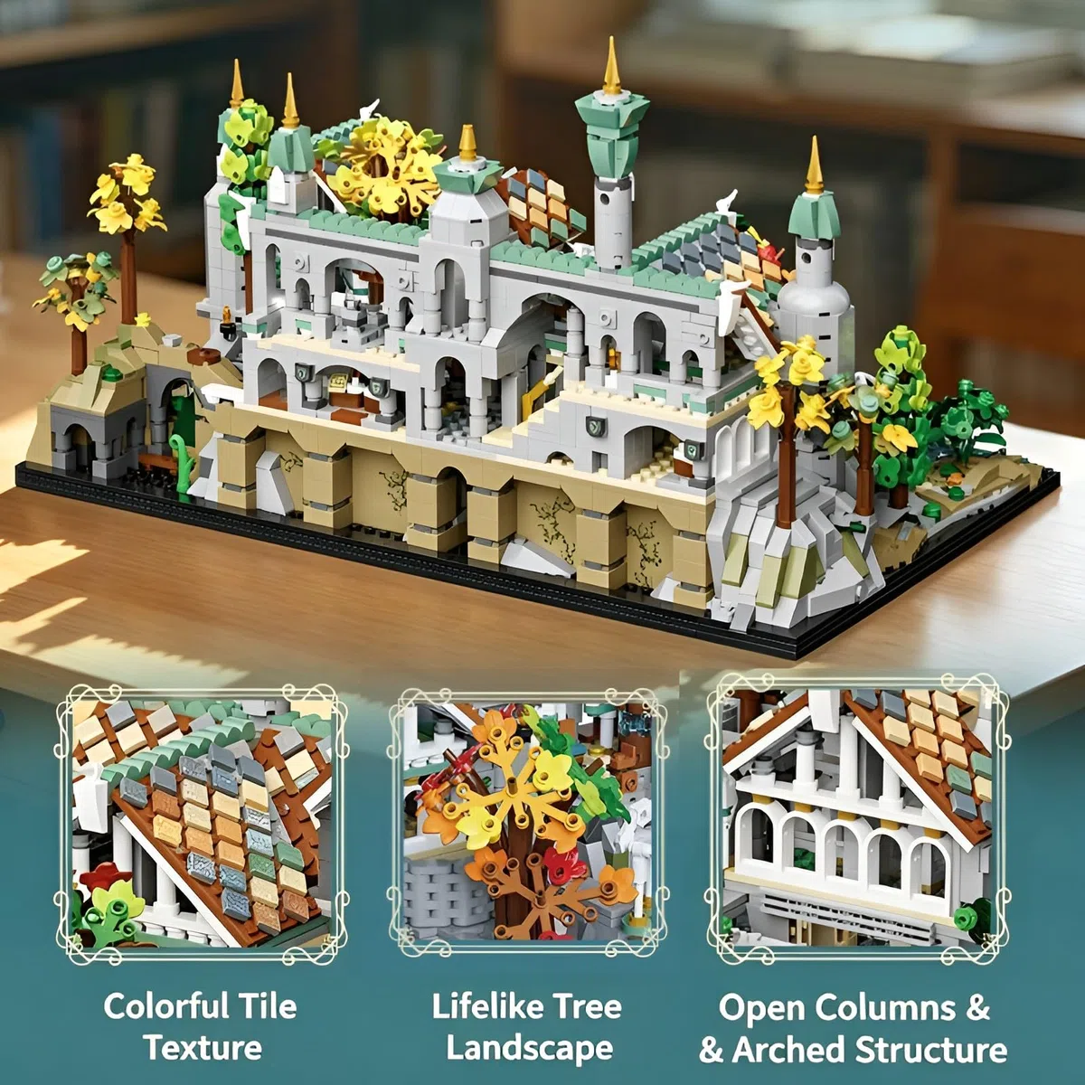 Fantasy Elfen Schloss Bausatz,Mittelalterliche Riverside Palace Architektur