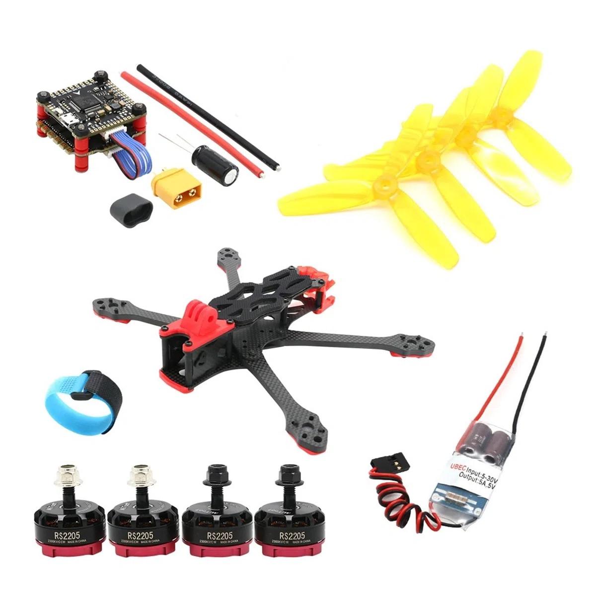 5 Inch 250mm FPV Drone Frame Kit, 2206 2300KV Motor, 45A 4-in-1 ESC, F4 Flight Controller For RC Racing DIY Build(Combo no TX)