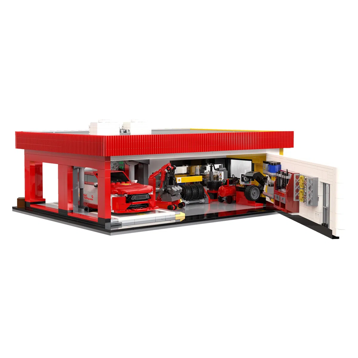 CaDA Shell Servicestation mit Auto - 1697-teiliger