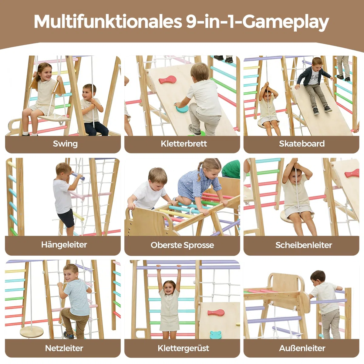Maxi Klettergerüst Indoor für Kinder, Montessori Indoor Spielplatz