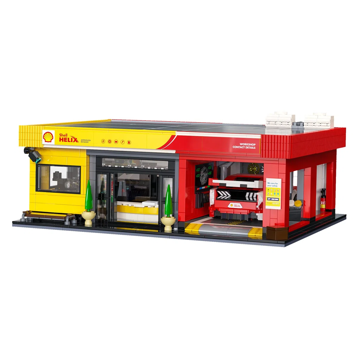 CaDA Shell Servicestation mit Auto - 1697-teiliger