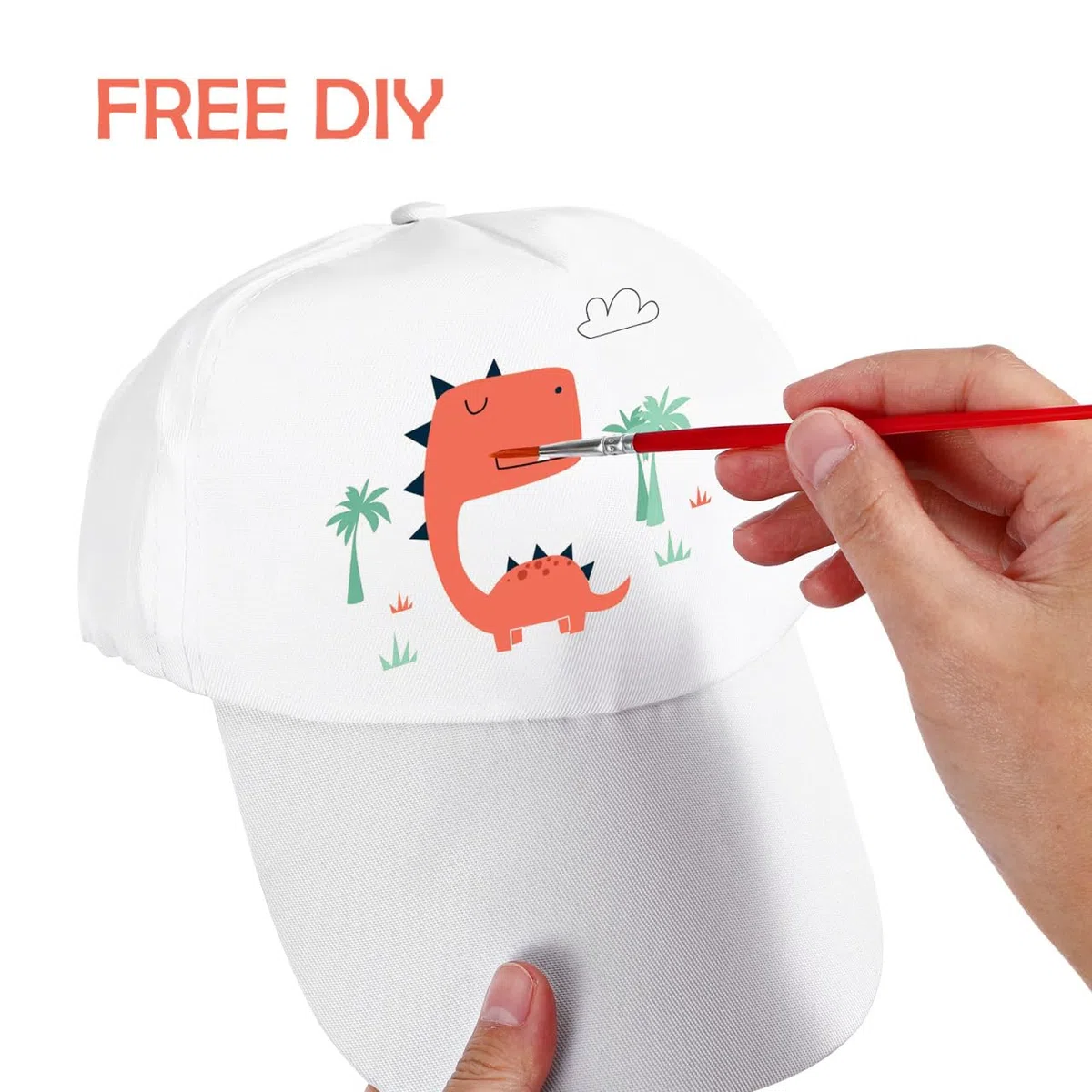 SHINEOFI 10er Set Kinder Kappen zum Bemalen, Weiße Basecap Blanko Baumwolle, Größenverstellbare Snapback für DIY Basteln, Sommercamp & Kindergeburtstag