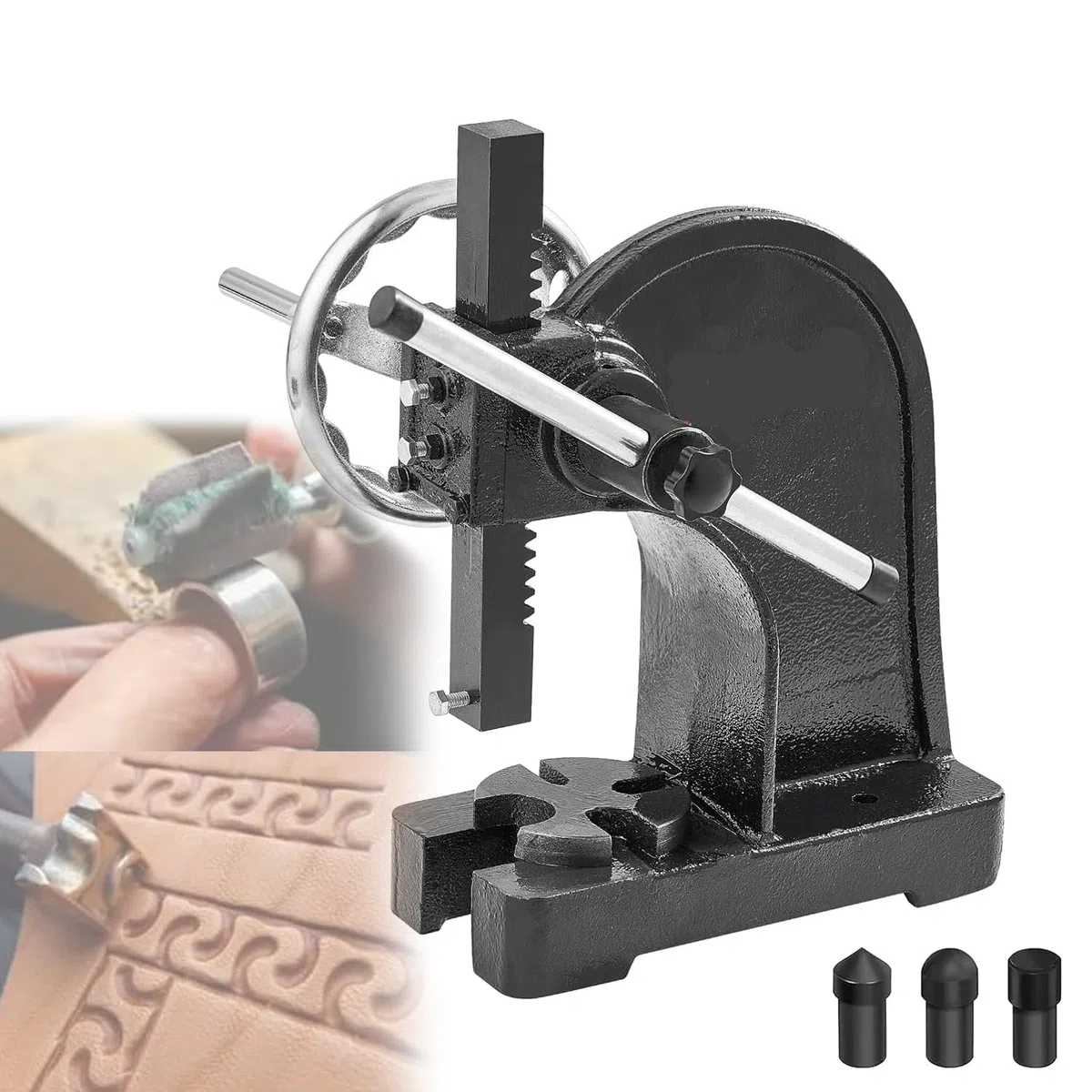 0,5/1/2/3 Tonnen Dornpresse, Φ90/170 Präzisions-Handpresse, mit Handrad, 15 cm maximale Höhe, bietet präzise Arbeitshilfe, zum Stempeln, Biegen, Dehnen, Formen