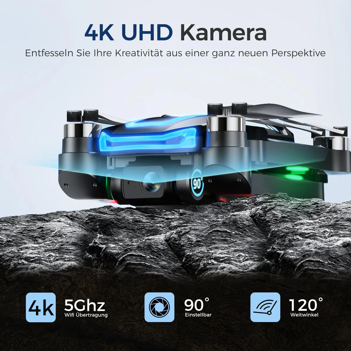 G10 GPS Drohne mit kamera 4K Erwachsene, 5G Drone mit Bildschirmfernsteuerung für Einsteiger und Kinder, RC Quadrocopter die dir folgt, Bürstenloser Motor, GPS Auto Rückkehr, Unter 249 g, C0