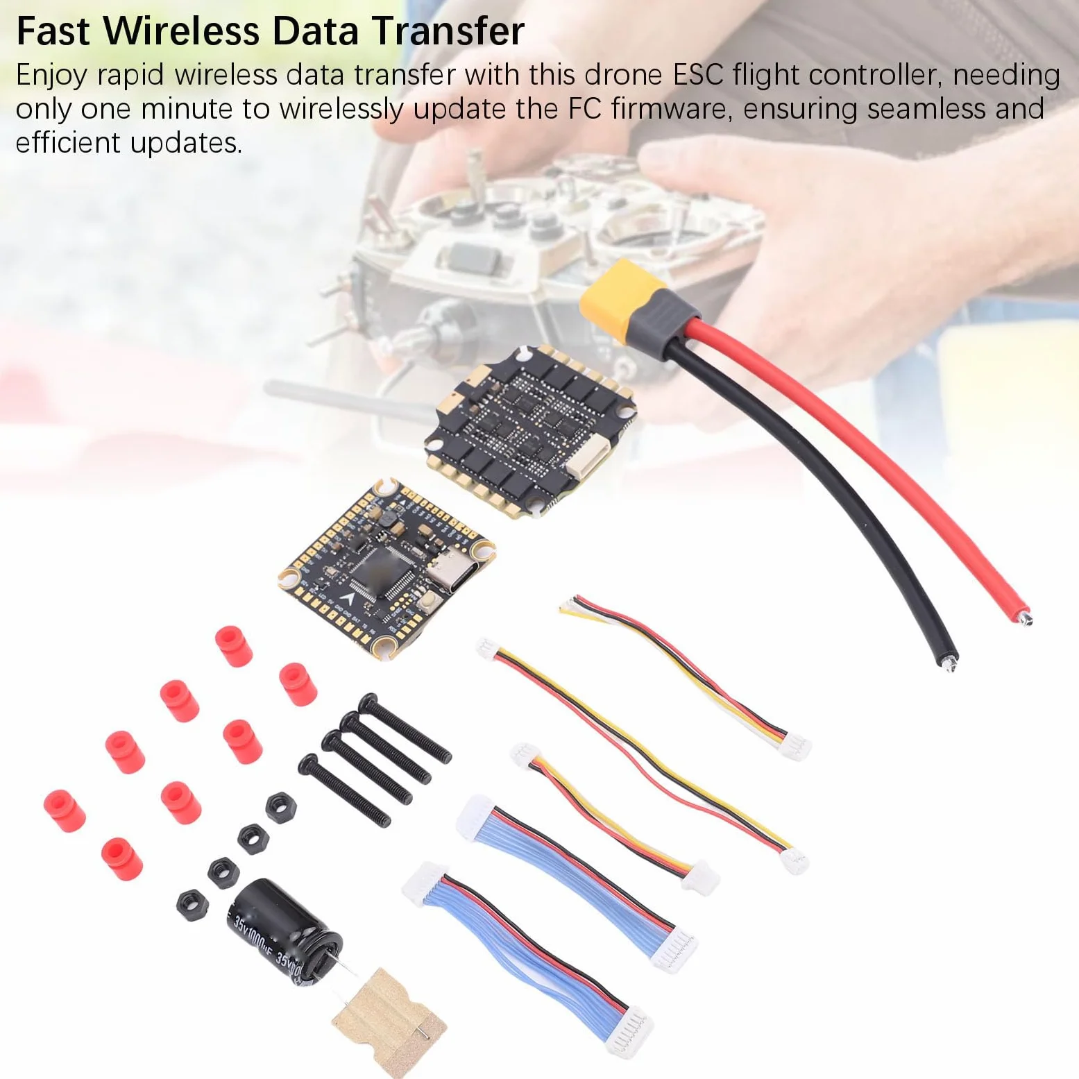 Tosuny F405 Flight Controller 60A ESC Stack, RC Drone ESC Ersatz, Flight Controller Stack mit Drahtloser Datenübertragung, Drone für FPV Racing Speed