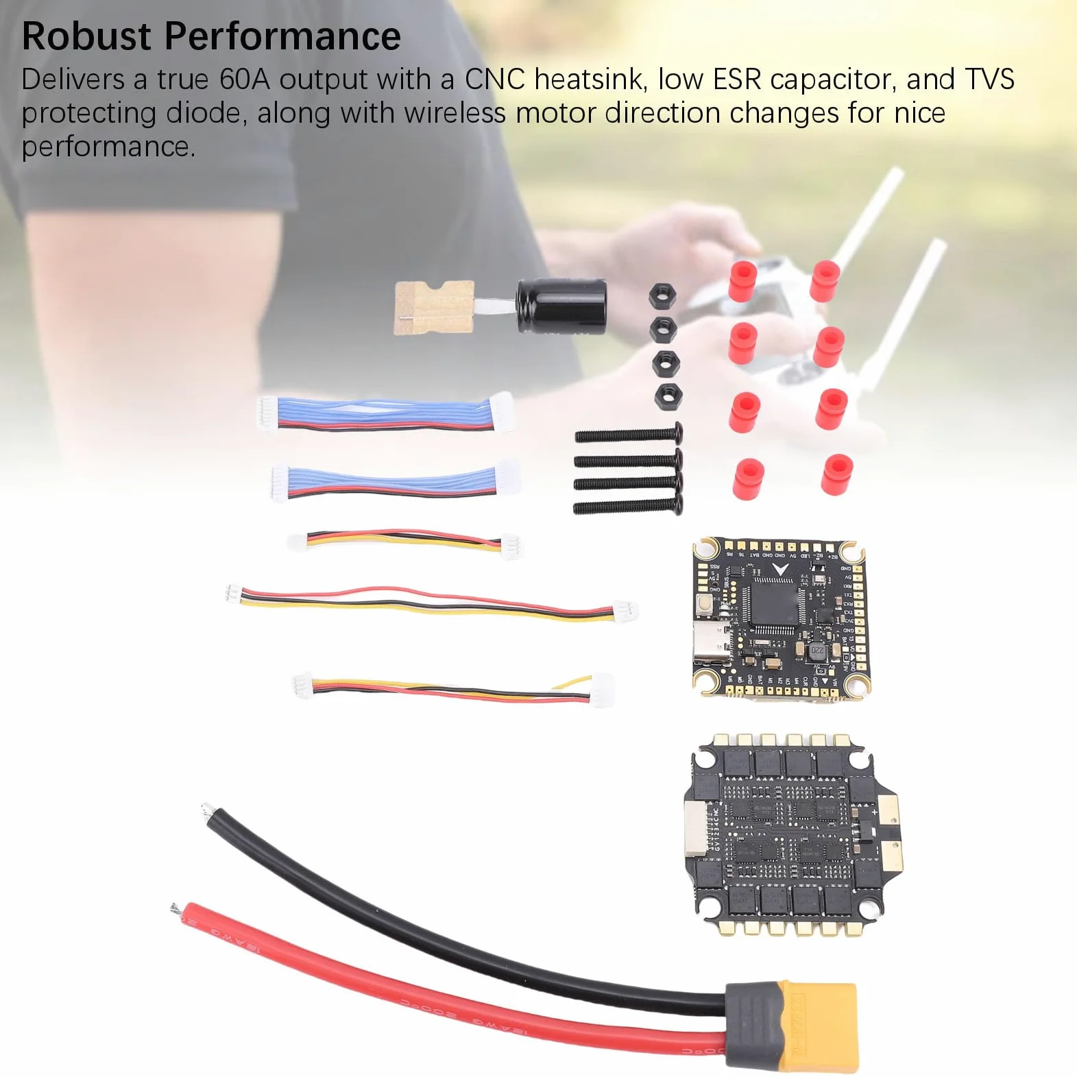 Tosuny F405 Flight Controller 60A ESC Stack, RC Drone ESC Ersatz, Flight Controller Stack mit Drahtloser Datenübertragung, Drone für FPV Racing Speed
