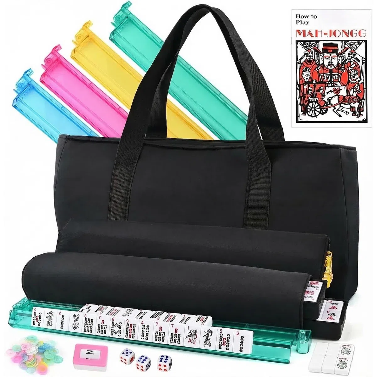 HoldOneLight American Mahjong Set White Tiles Complete 166-teiliges Set