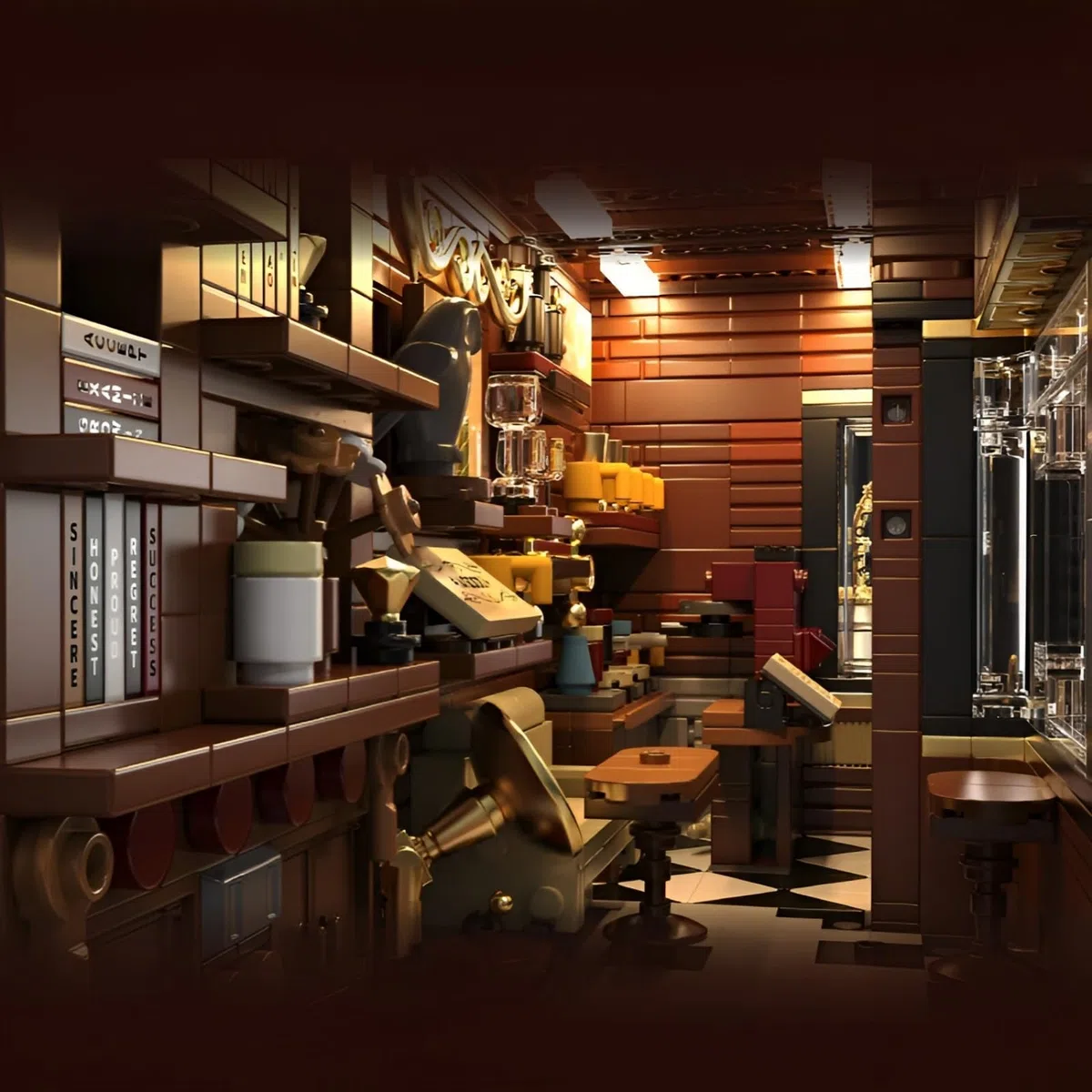 Steampunk Kaffee Bausteine für Erwachsene, Retro Café Haus 1606 Teile