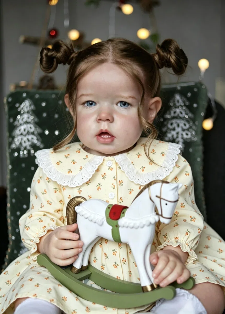 RXDOLL 28 Zoll Reborn Baby Puppen Weicher Vinyl Stoffkörperr, Große Größe Lebensechte Baby Mädchen mit Verwurzelten Haar, Realistische Neugeborene Reborn-Kleinkindpuppe für Kindergeschenke
