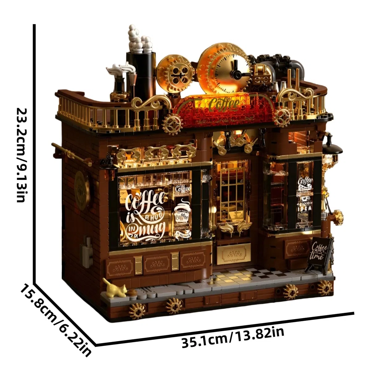 Steampunk Kaffee Bausteine für Erwachsene, Retro Café Haus 1606 Teile