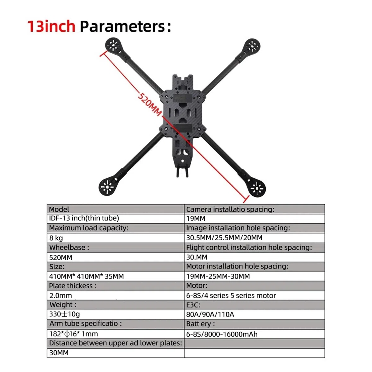 Quadrocopter-Rahmensatz 13-15 Zoll Druckteile