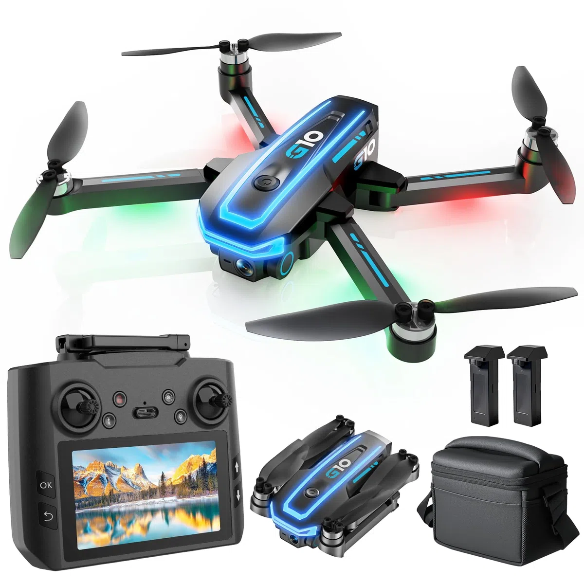 G10 GPS Drohne mit kamera 4K Erwachsene, 5G Drone mit Bildschirmfernsteuerung für Einsteiger und Kinder, RC Quadrocopter die dir folgt, Bürstenloser Motor, GPS Auto Rückkehr, Unter 249 g, C0