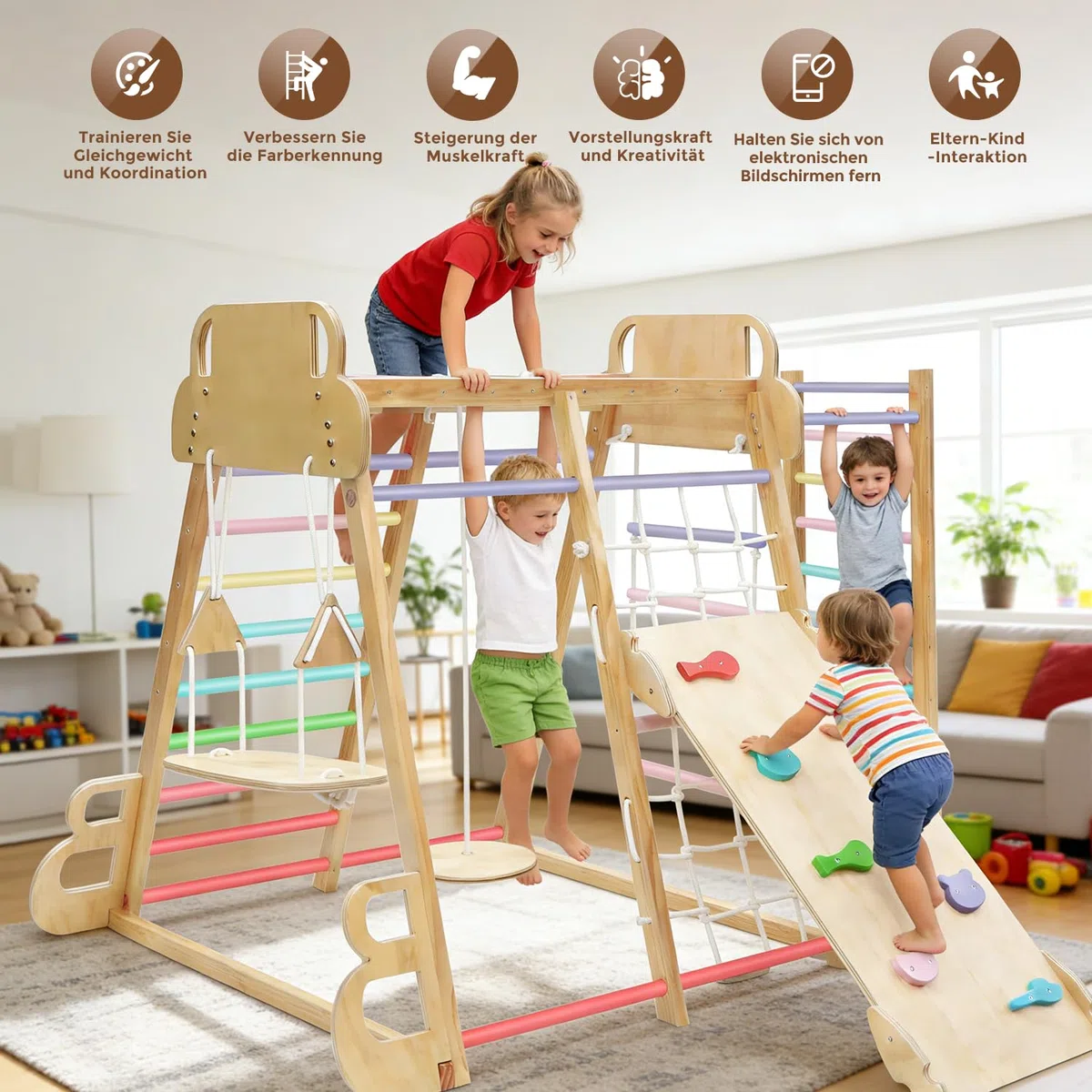 Maxi Klettergerüst Indoor für Kinder, Montessori Indoor Spielplatz
