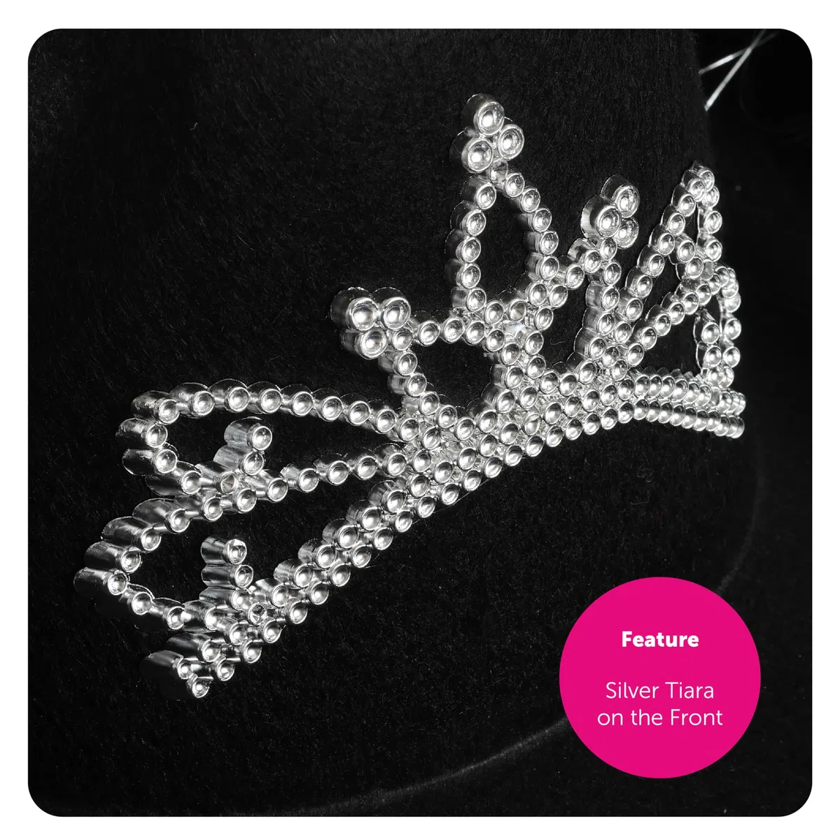Diadem Cowgirl-Hut – Schwarzer Cowgirl-Hut mit Tiara-Dekoration und Marabu-Besatz – Erwachsenen-Musikfestival-Kostüm-Zubehör