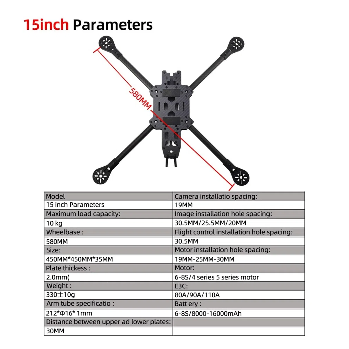 Quadrocopter-Rahmensatz 13-15 Zoll Druckteile
