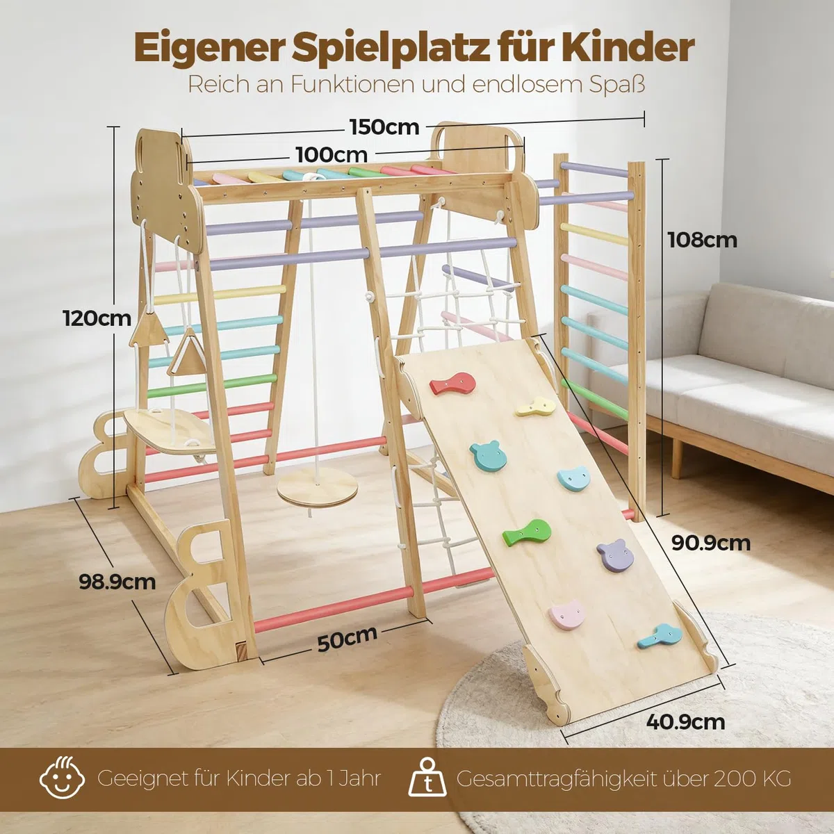 Maxi Klettergerüst Indoor für Kinder, Montessori Indoor Spielplatz