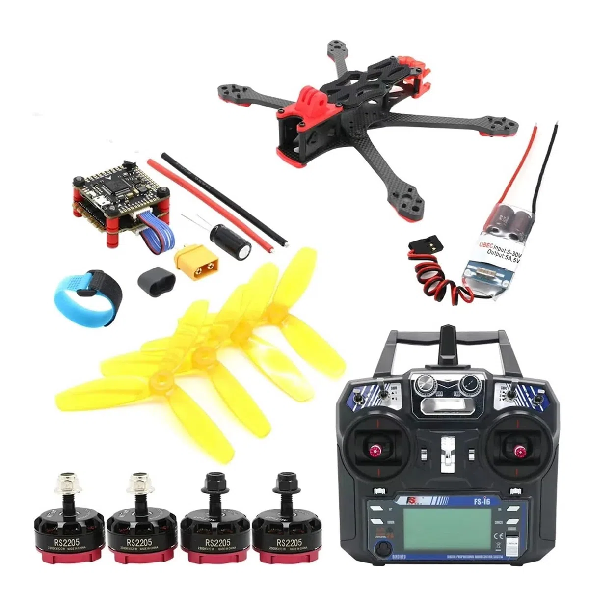 5 Inch 250mm FPV Drone Frame Kit, 2206 2300KV Motor, 45A 4-in-1 ESC, F4 Flight Controller For RC Racing DIY Build(Combo no TX)