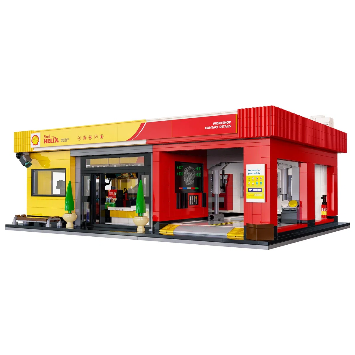 CaDA Shell Servicestation mit Auto - 1697-teiliger